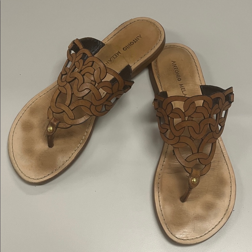 ANTONIO MELANI Tan Woven Sandals size 7
